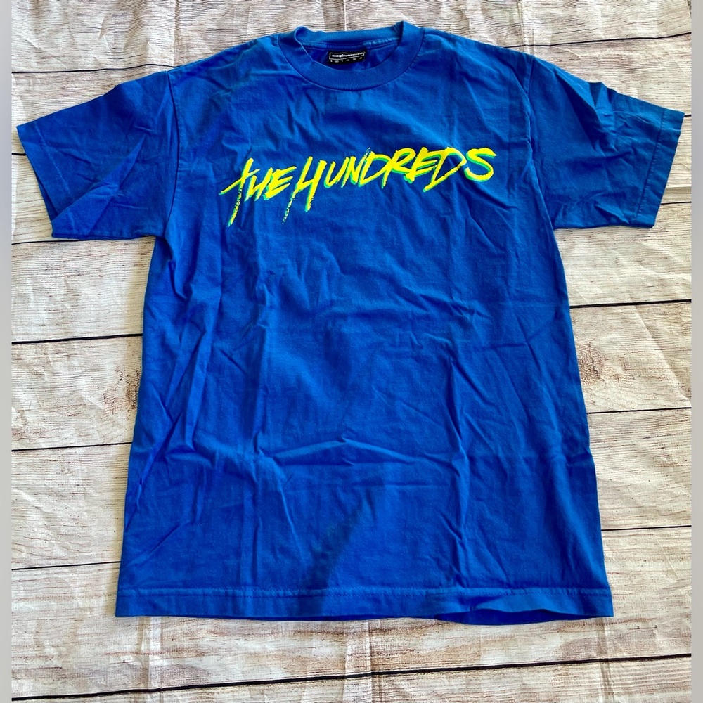 The Hundreds blue yellow men’s medium graphic logo short sleeve t-shirt